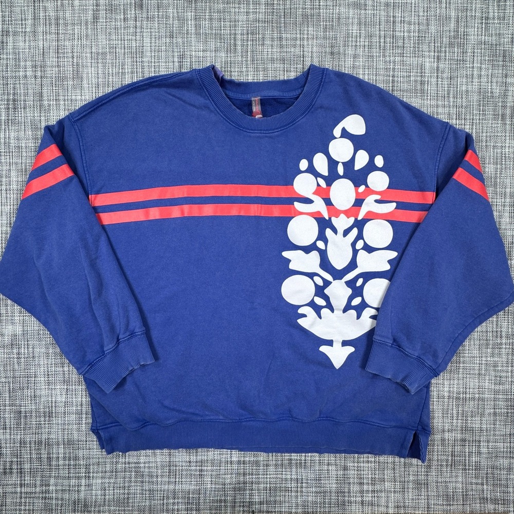 FP Movement All Star Logo Sweatshirt Womens Approx Small Blue Red Oversized